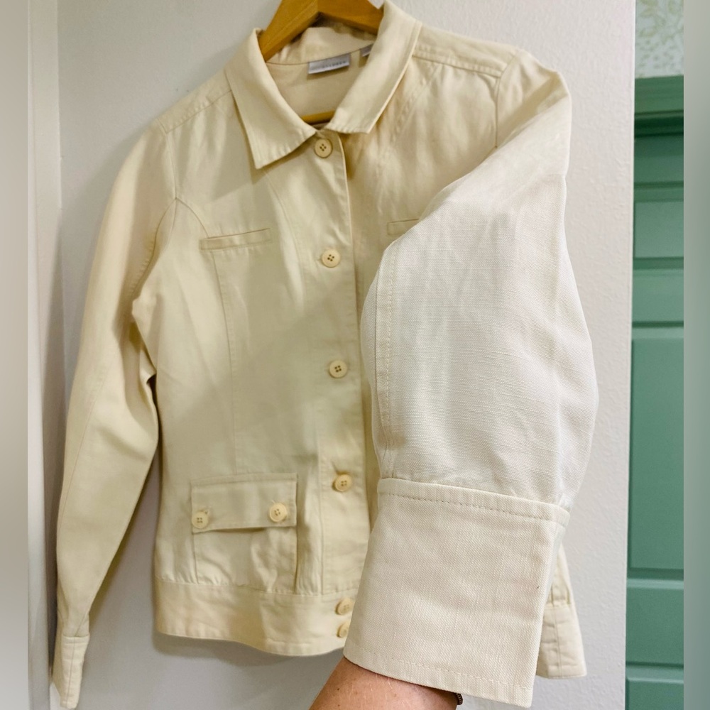 Halogen Cream Button-Front Jean Jacket - Picture 4 of 6